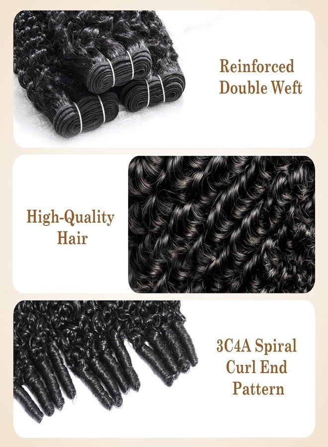 ALLRUN Burmese Curly Bundles Human Hair 3Pcs 18 20 22 Inch Raw Curly Human Hair Bundles with Spiral Ends 3C4A Quick Weave Hair Extensions for Women, Natural Black - Image 5